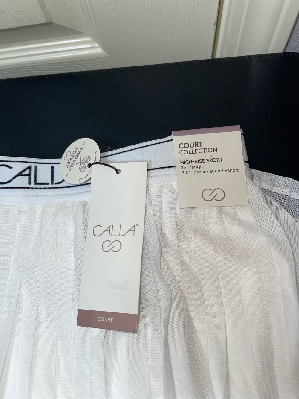 CALIA by Carrie Underwood White Pleated Tennis Skirt with Branded Waistband - Picture 8 of 10